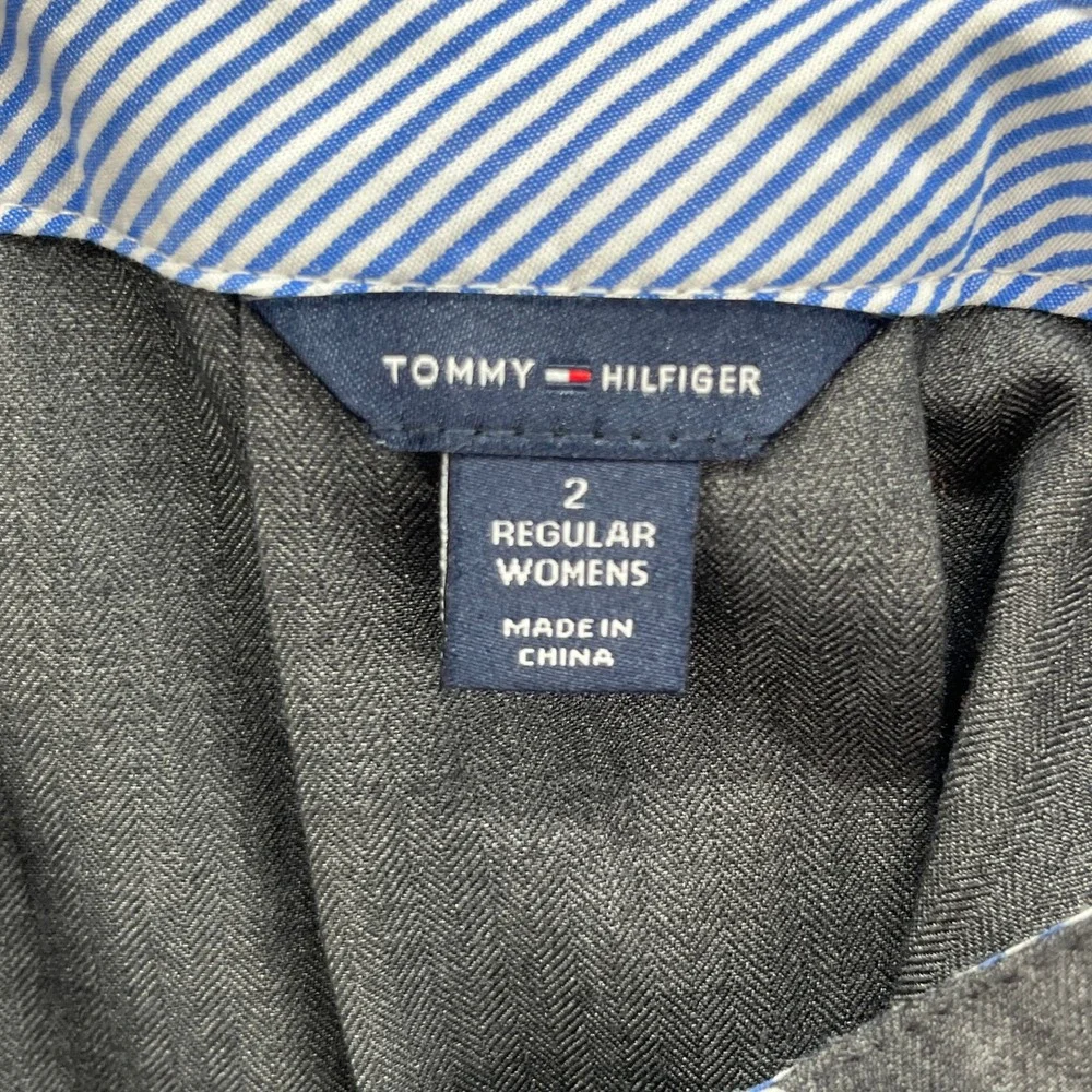 Tommy Hilfiger Pleated Skirt Womens 2 Gray A-Line Wool Blend Preppy Career Chic